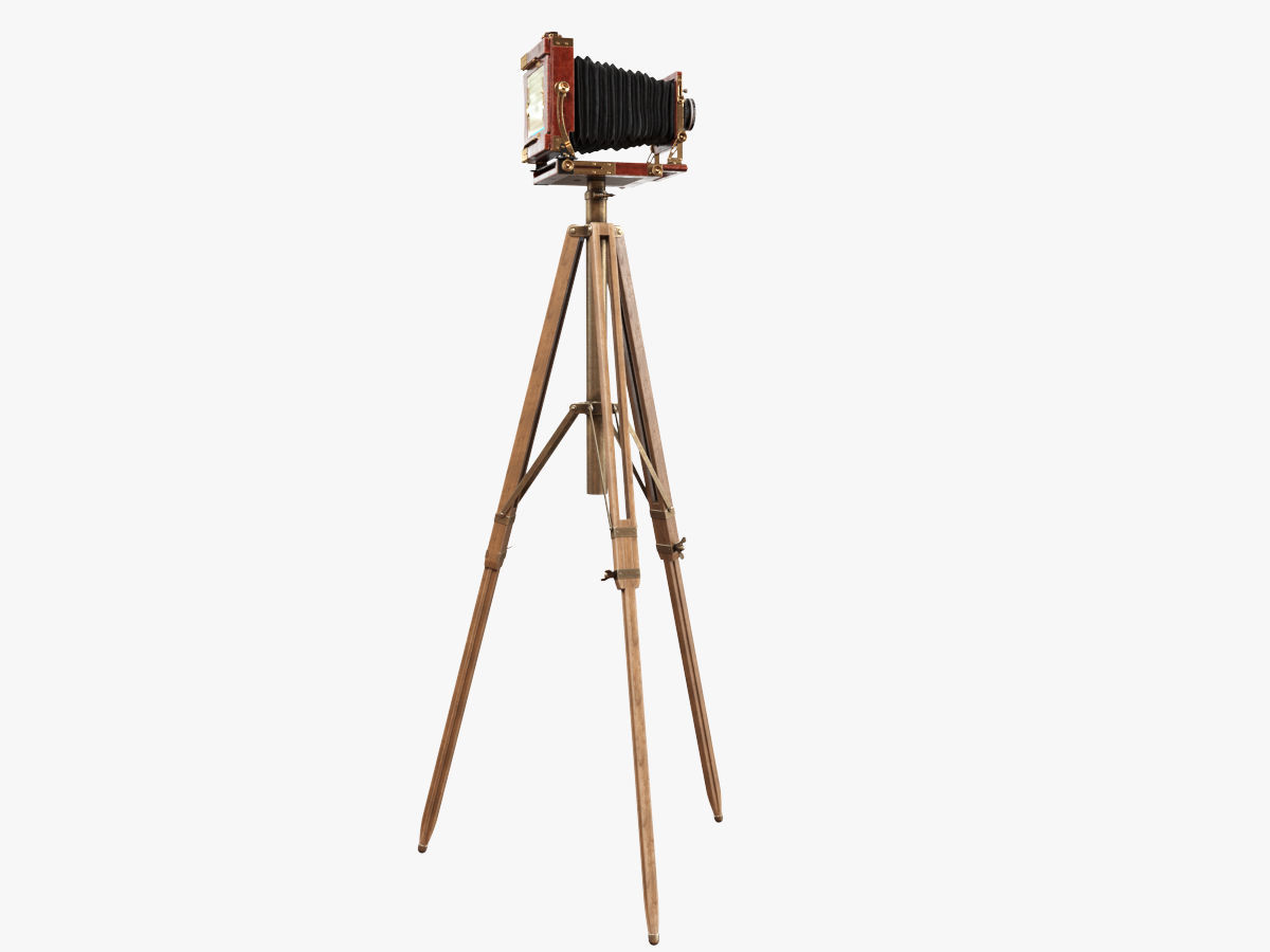 Vintage Wista Field Camera on a Tripod 3D model_11