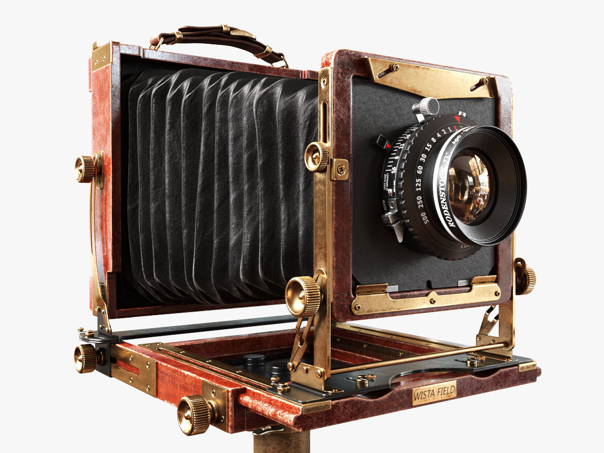 Vintage Wista Field Camera on a Tripod 3D model_7