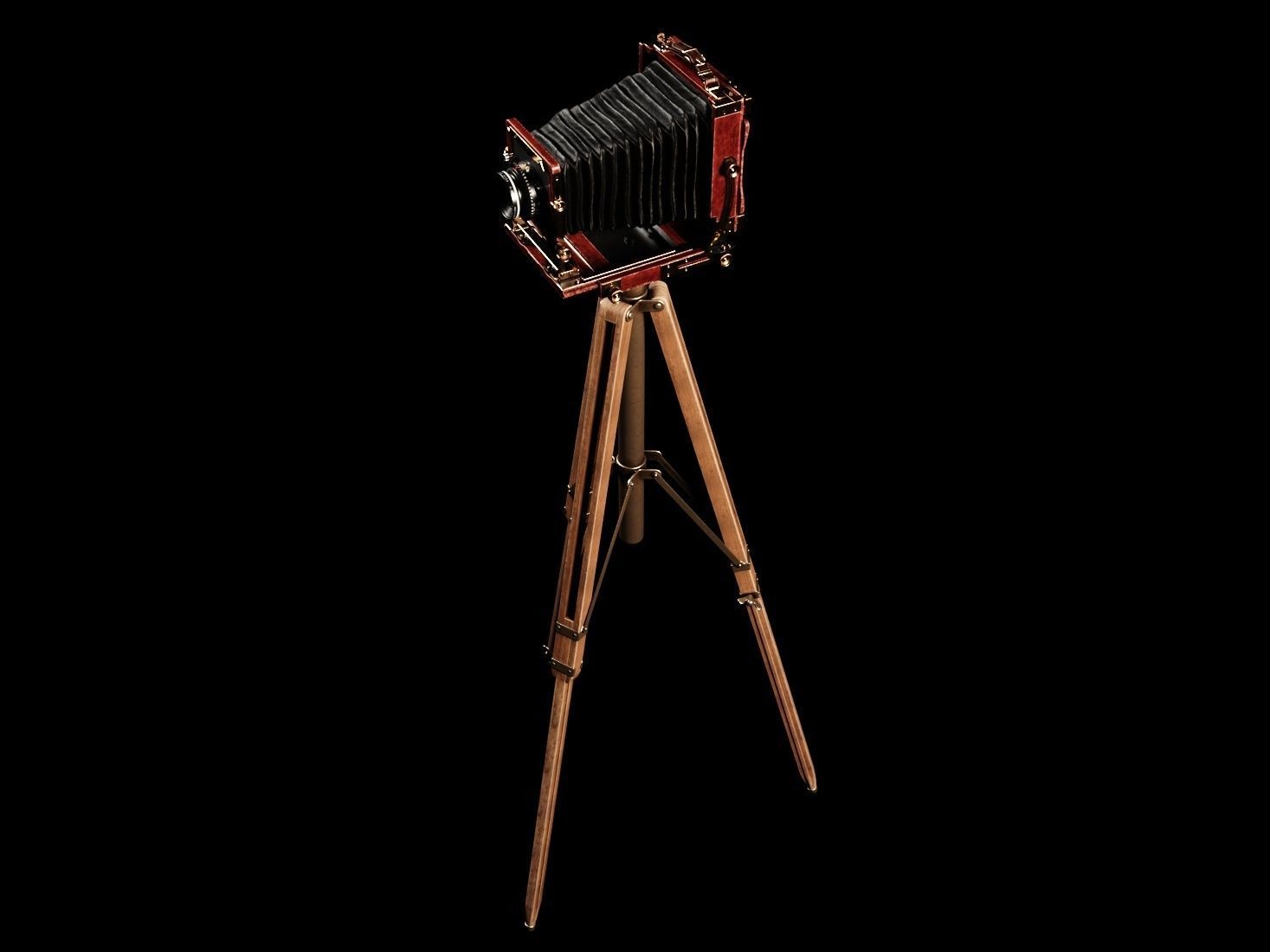 Vintage Wista Field Camera on a Tripod 3D model_14