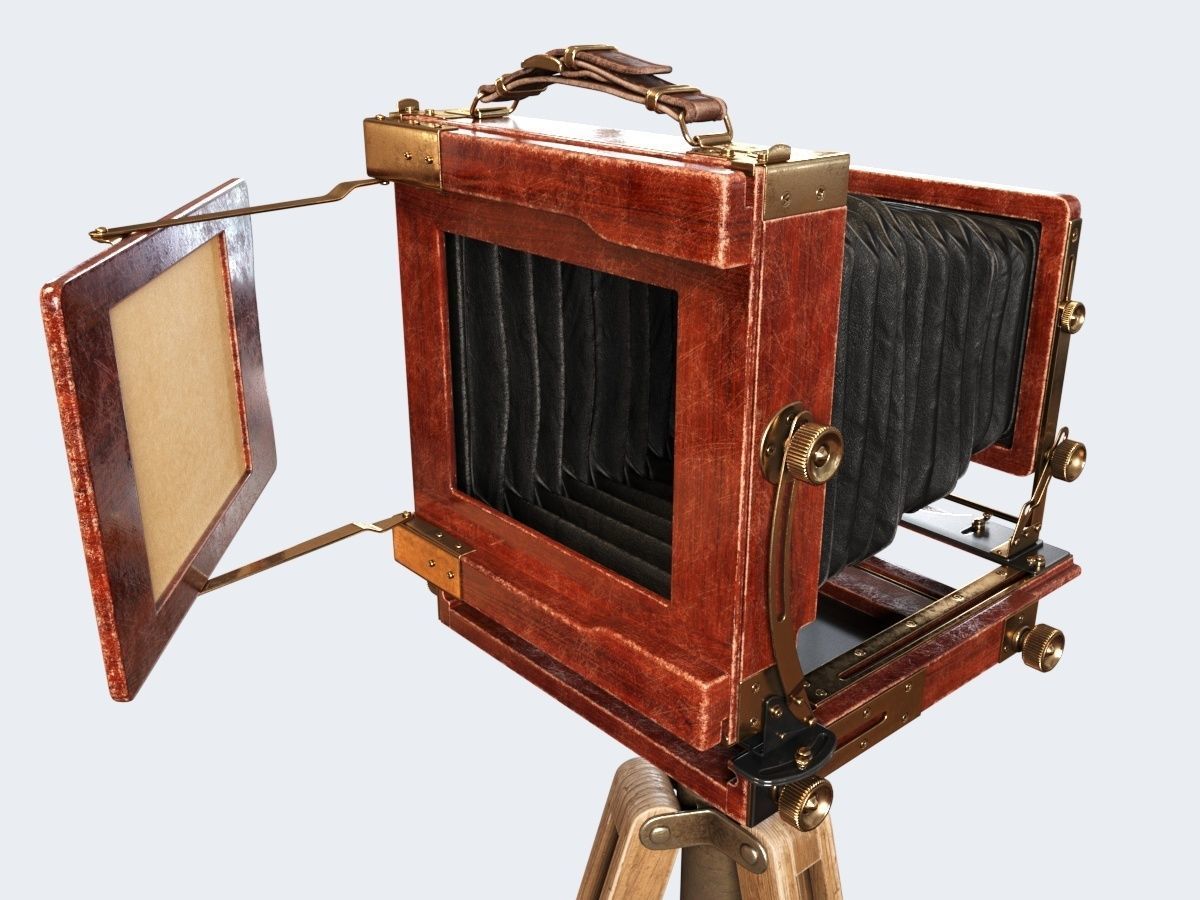 Vintage Wista Field Camera on a Tripod 3D model_6