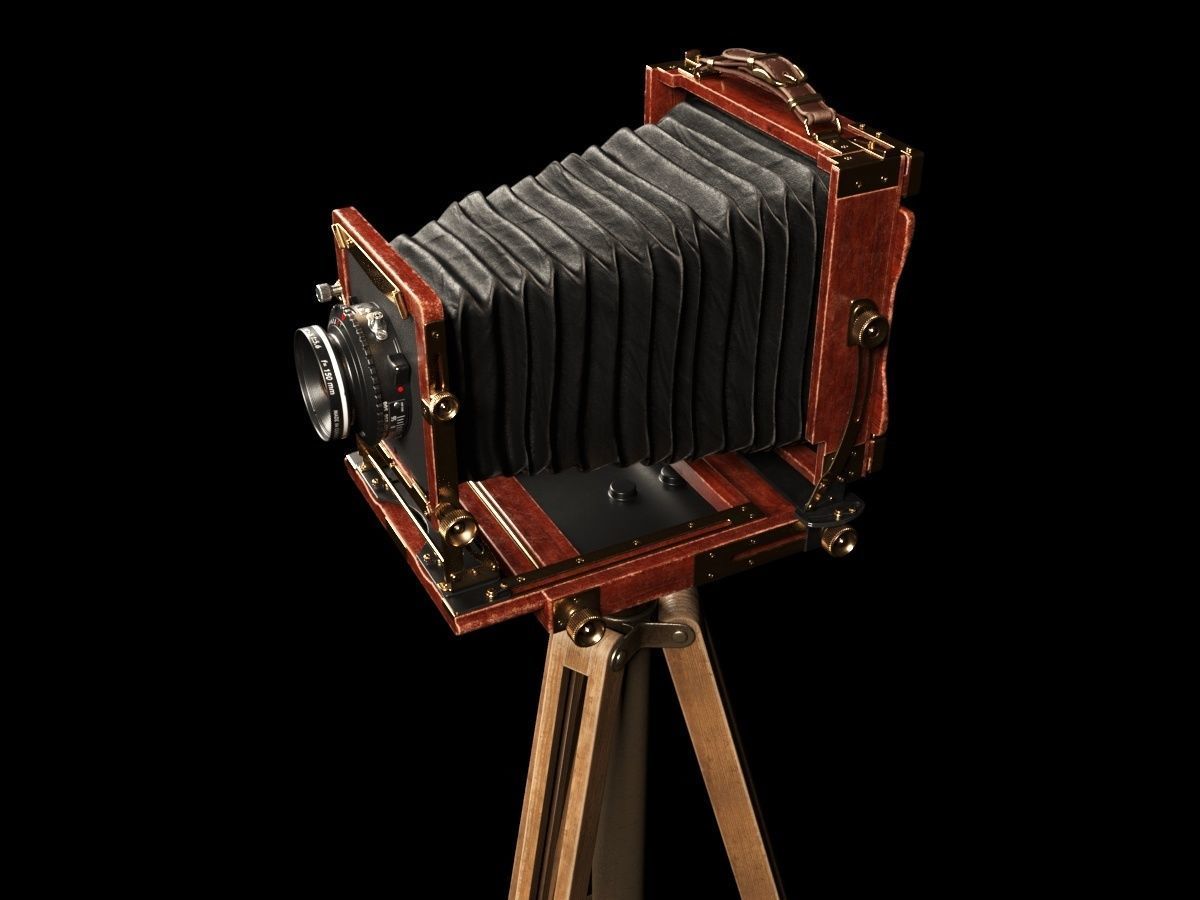 Vintage Wista Field Camera on a Tripod 3D model_15