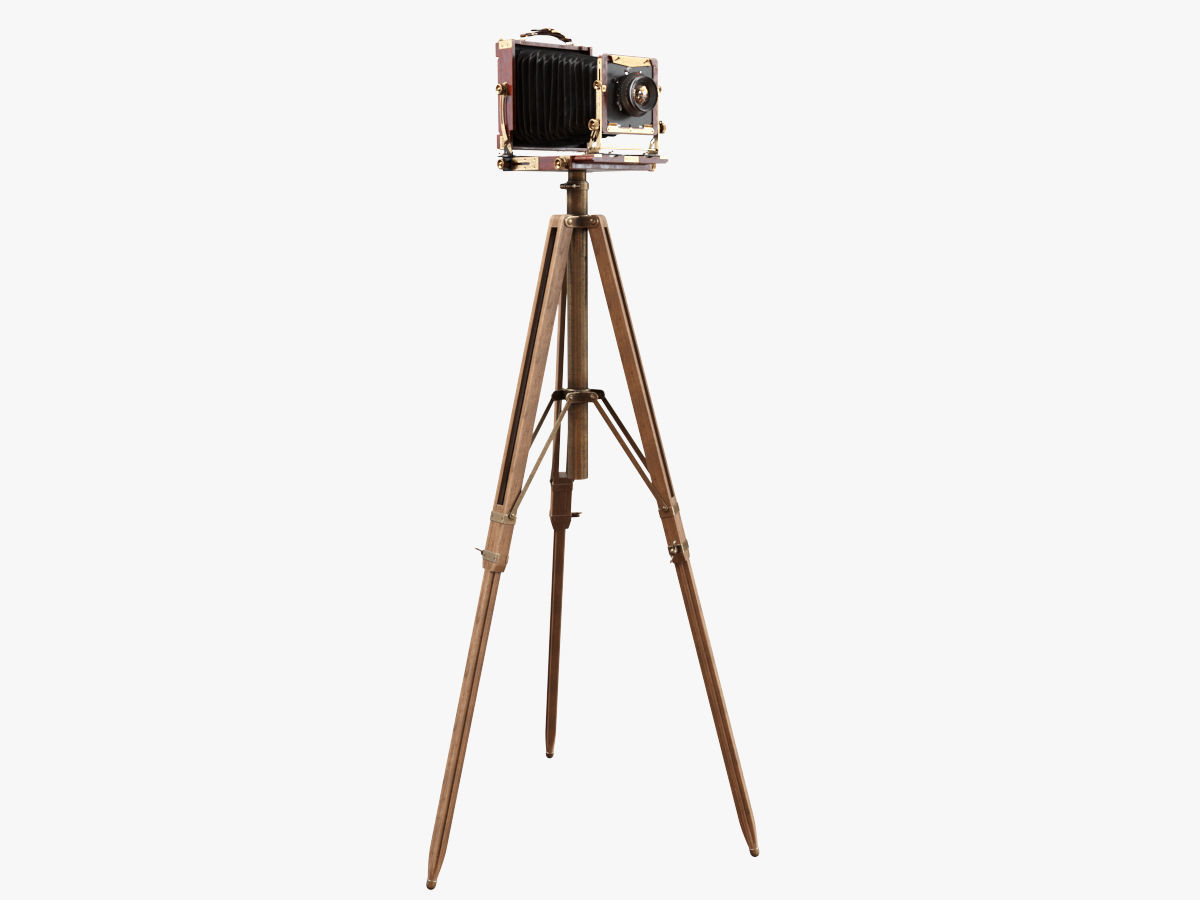 Vintage Wista Field Camera on a Tripod 3D model_10