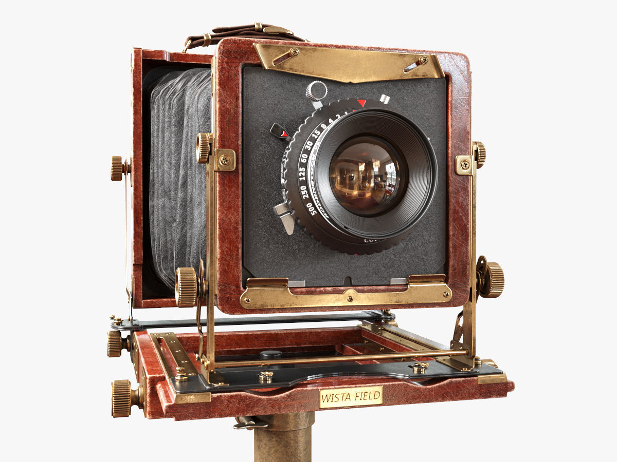 Vintage Wista Field Camera on a Tripod 3D model_1