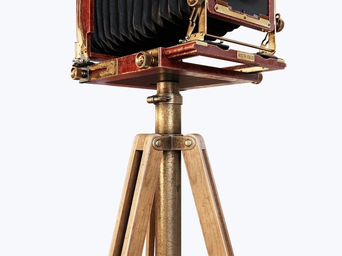 Vintage Wista Field Camera on a Tripod 3D model_12