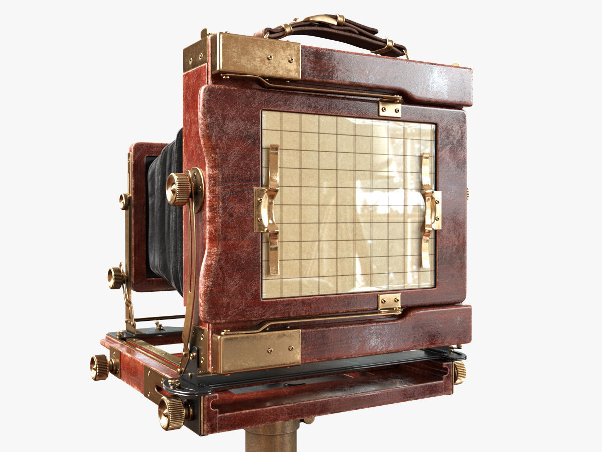 Vintage Wista Field Camera on a Tripod 3D model_2