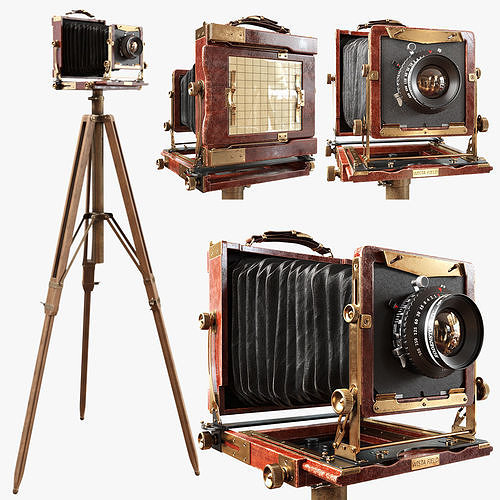 Vintage Wista Field Camera on a Tripod 3D model