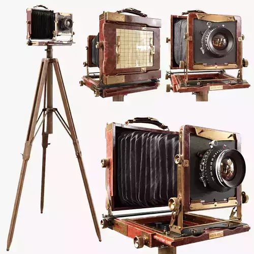 Vintage Wista Field Camera on a Tripod 3D model