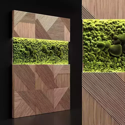 Wooden panels and stabilized moss 3D model