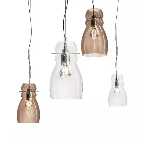 Untitled three glass pendant lights hanging
