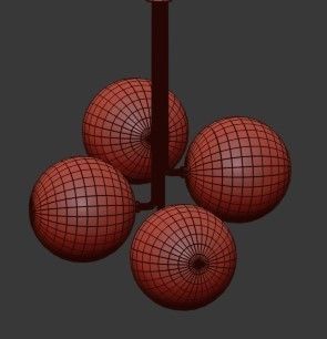 Untitled three spheres hanging from brass fixture 3D model_1