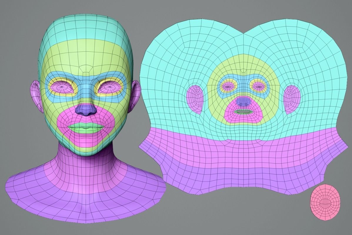 Male and female cartoon characters base mesh 3D model_6