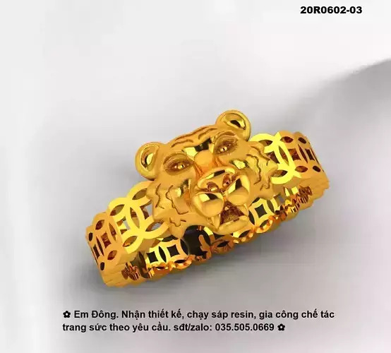 12 animal zodiac tiger ring 3D print model