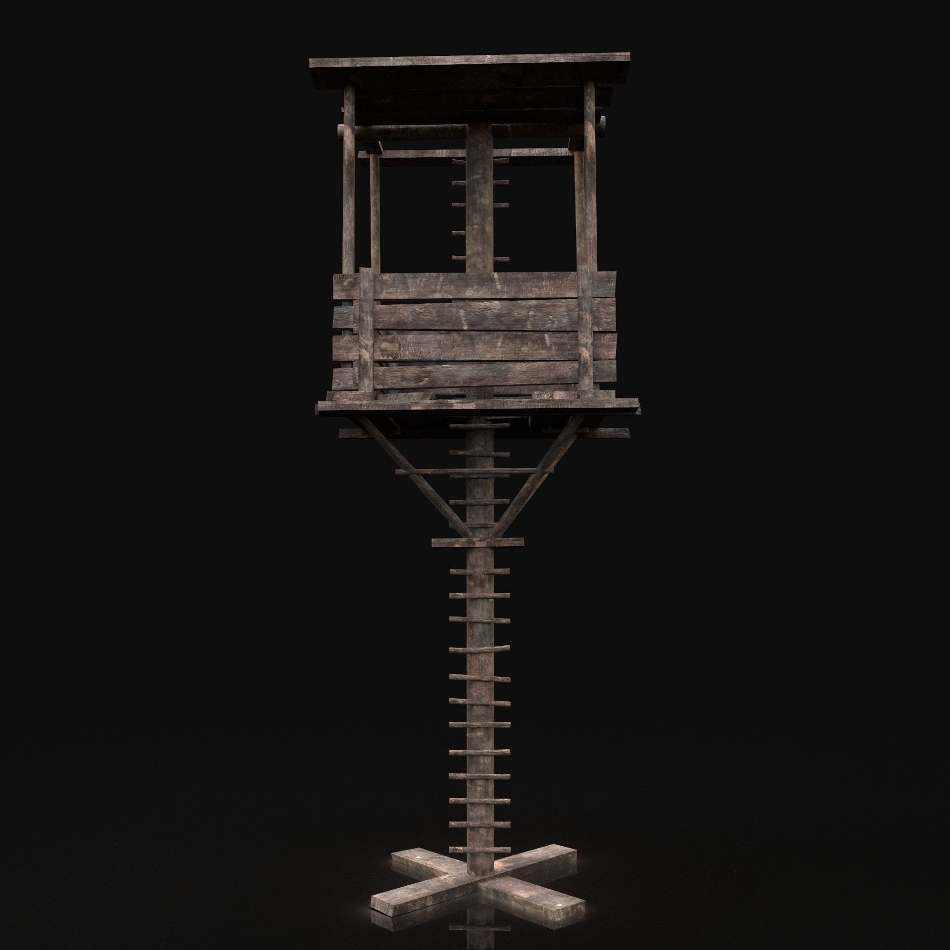 Next Gen AAA Fantasy Wooden Watchtower Low-poly 3D model_2