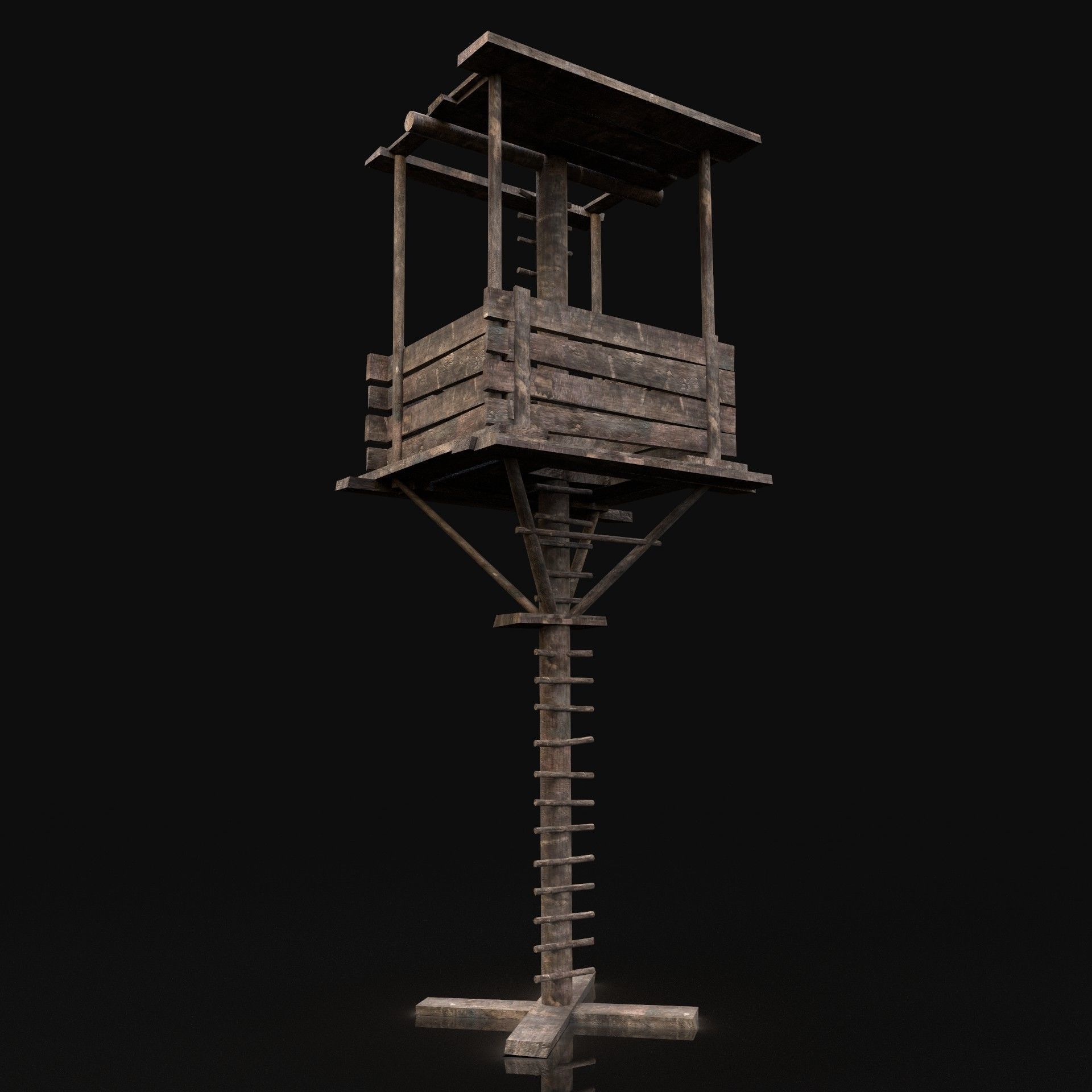 Next Gen AAA Fantasy Wooden Watchtower Low-poly 3D model_1