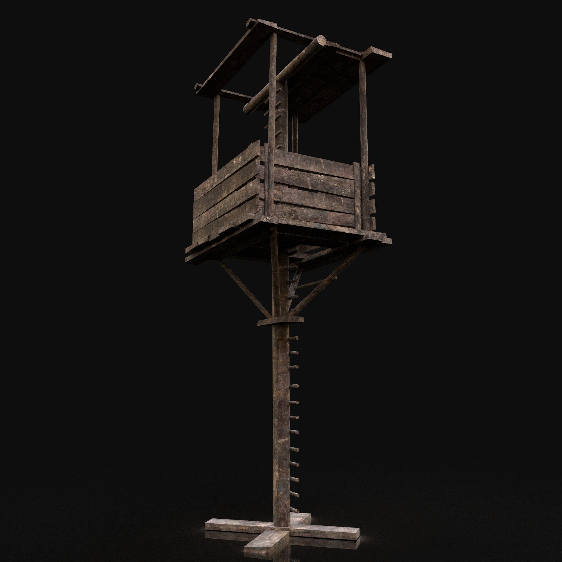 Next Gen AAA Fantasy Wooden Watchtower Low-poly 3D model_5