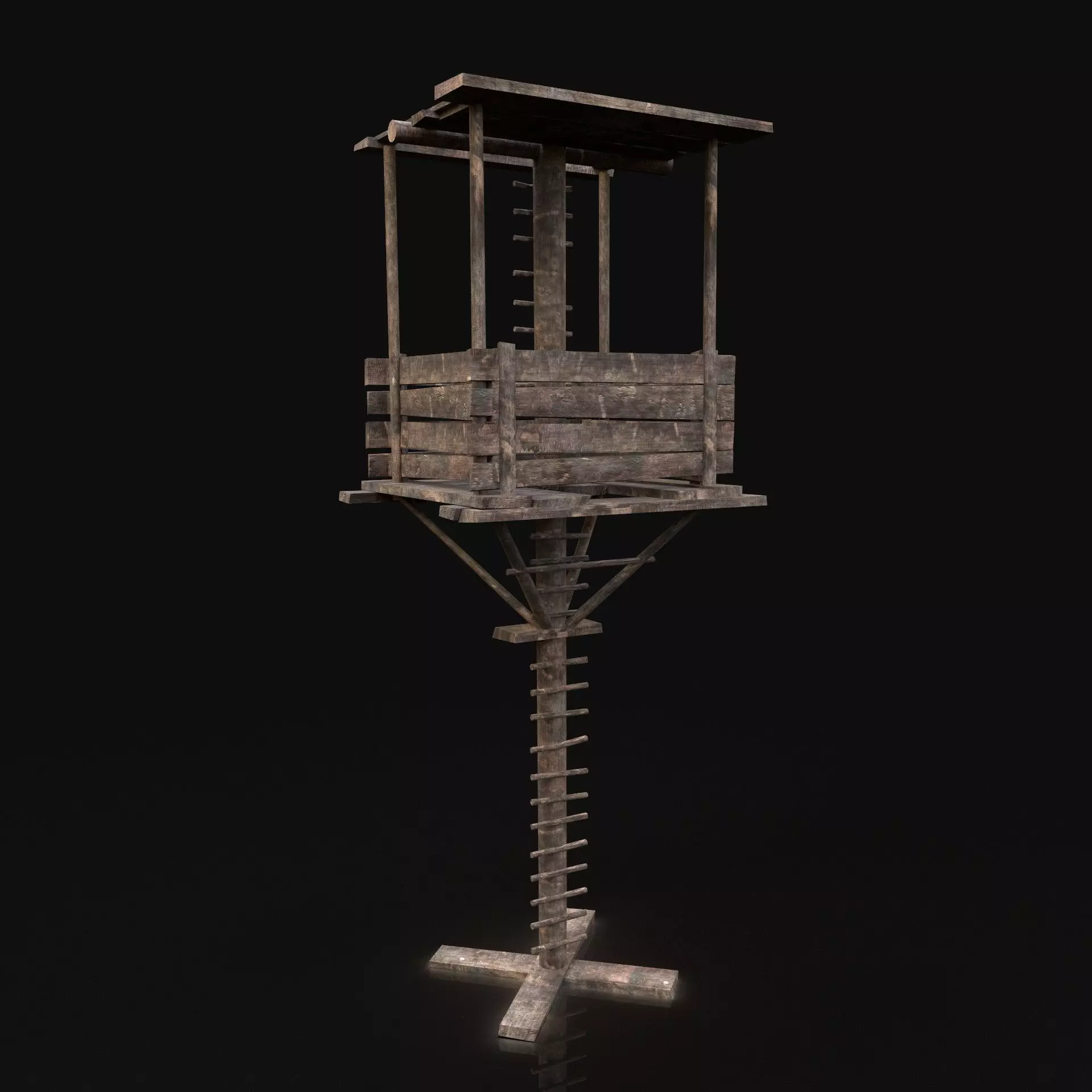 Next Gen AAA Fantasy Wooden Watchtower Low-poly 3D model_0