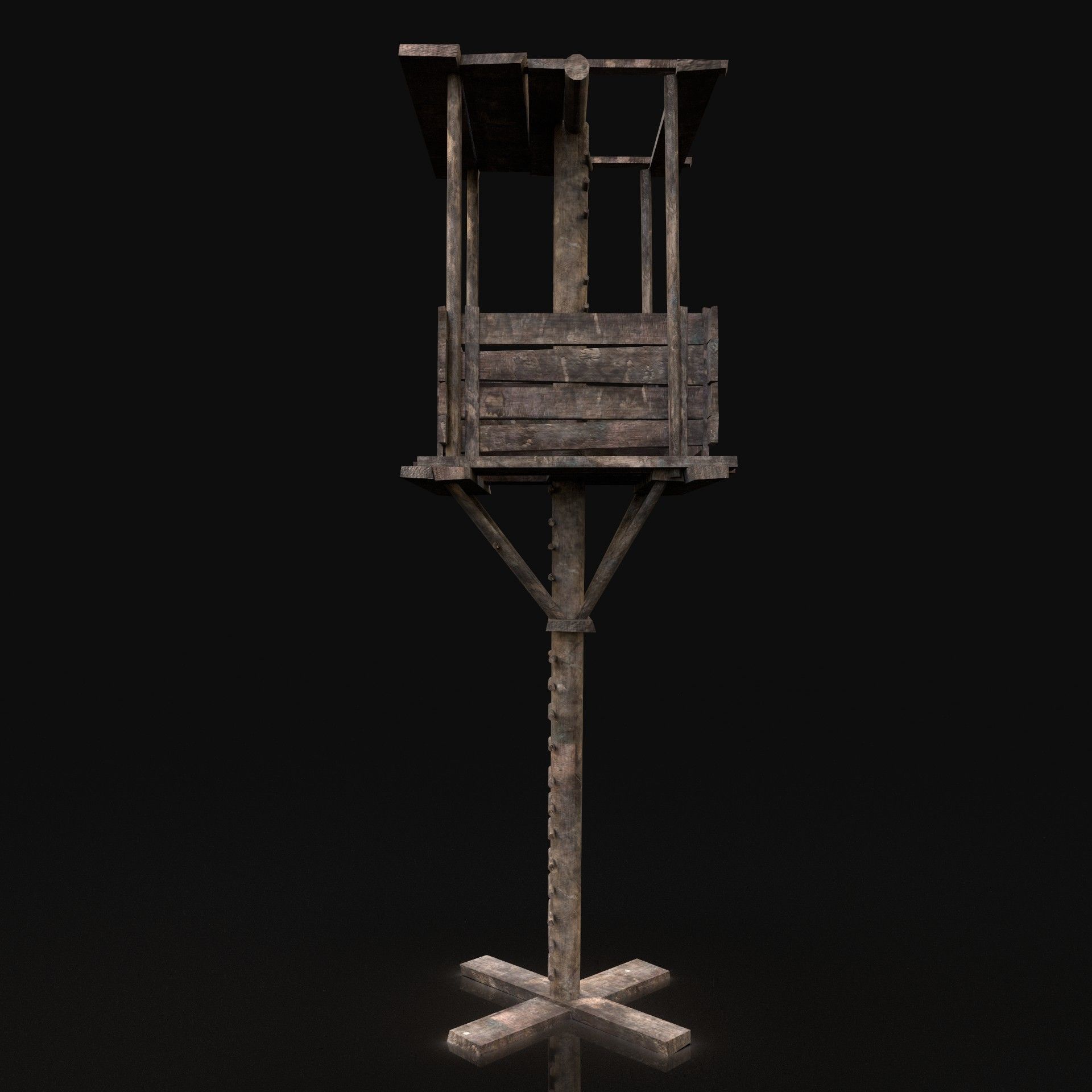 Next Gen AAA Fantasy Wooden Watchtower Low-poly 3D model_4