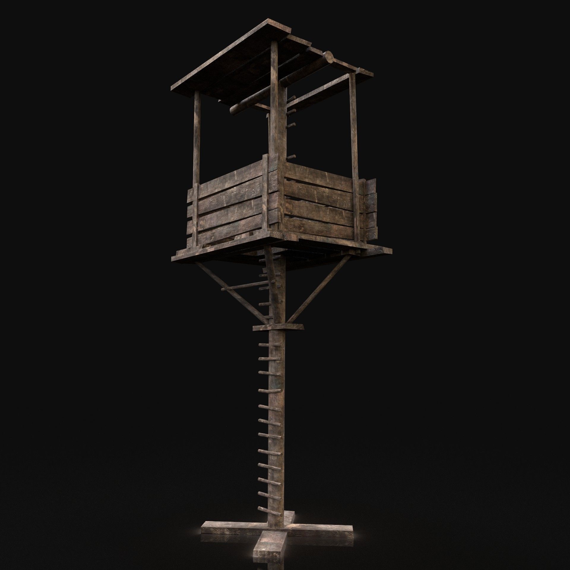 Next Gen AAA Fantasy Wooden Watchtower Low-poly 3D model_3