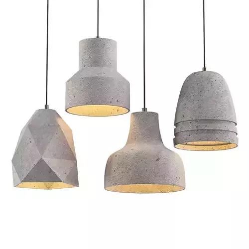 Untitled four concrete pendant lights hanging