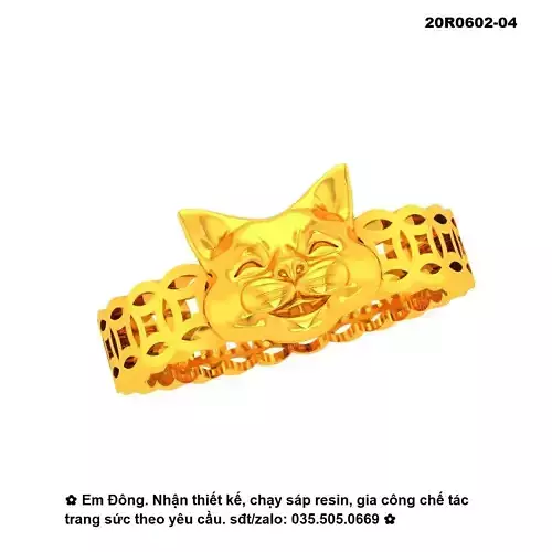 12 animal zodiac cat ring 3D print model