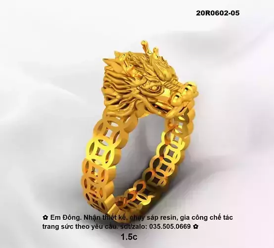 12 animal zodiac Dragon ring 3D print model
