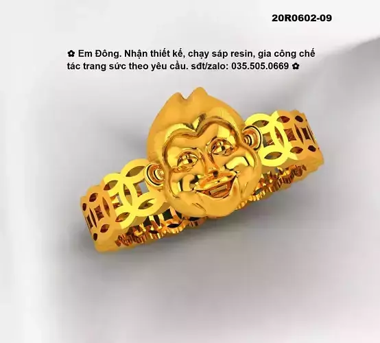12 animal zodiac Monkey ring 3D print model