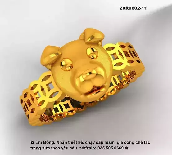 12 animal zodiac Dog ring 3D print model