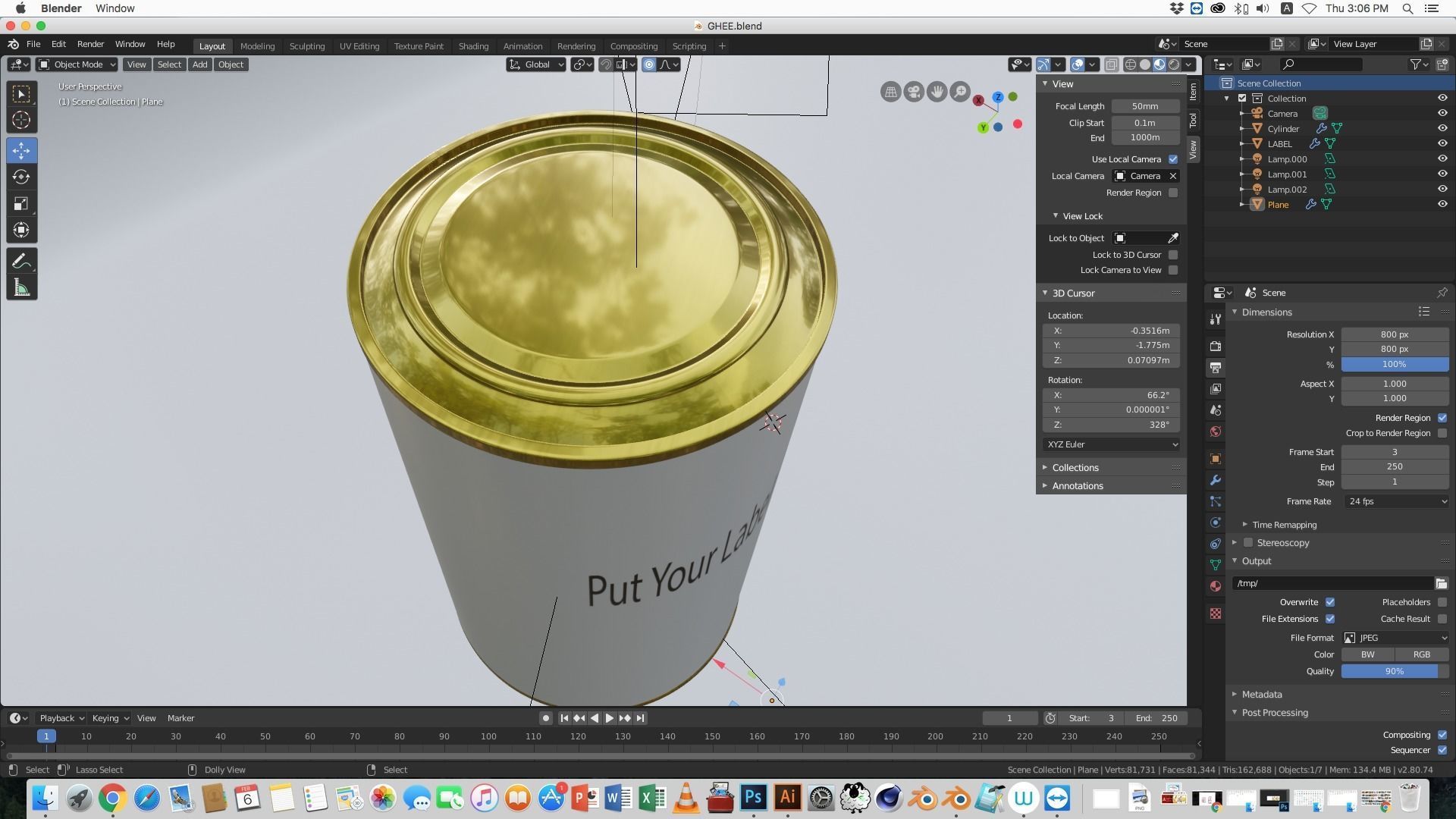 3d Can put your label 3D model | CGTrader
