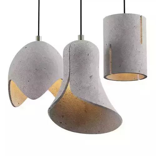 Untitled three concrete pendant lights