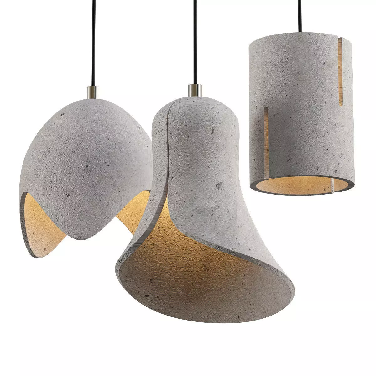 Untitled three concrete pendant lights 3D model