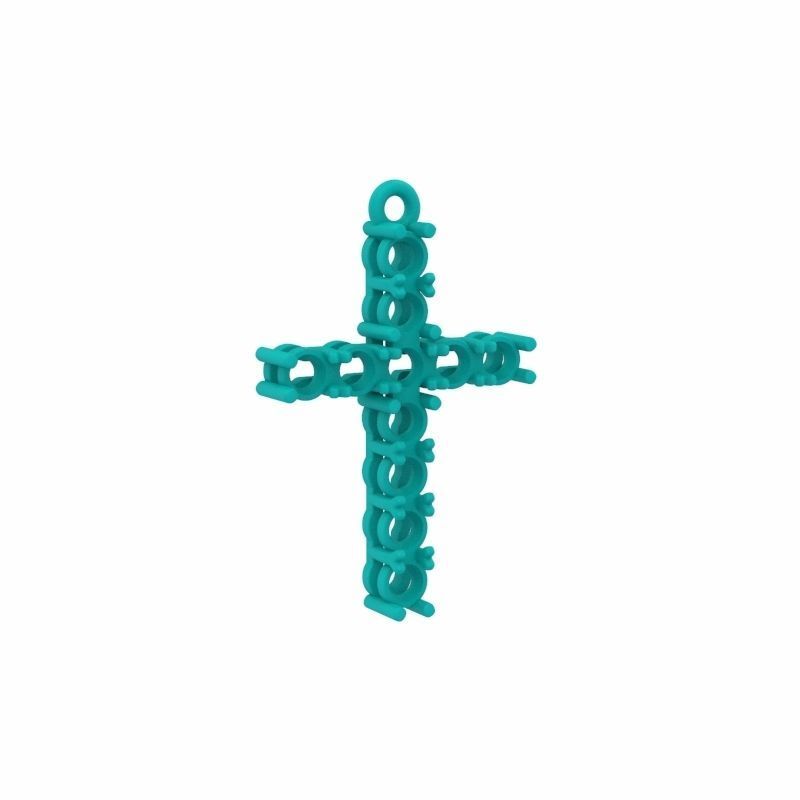 Cross pendant with gems 3dm stl 3D print model_15