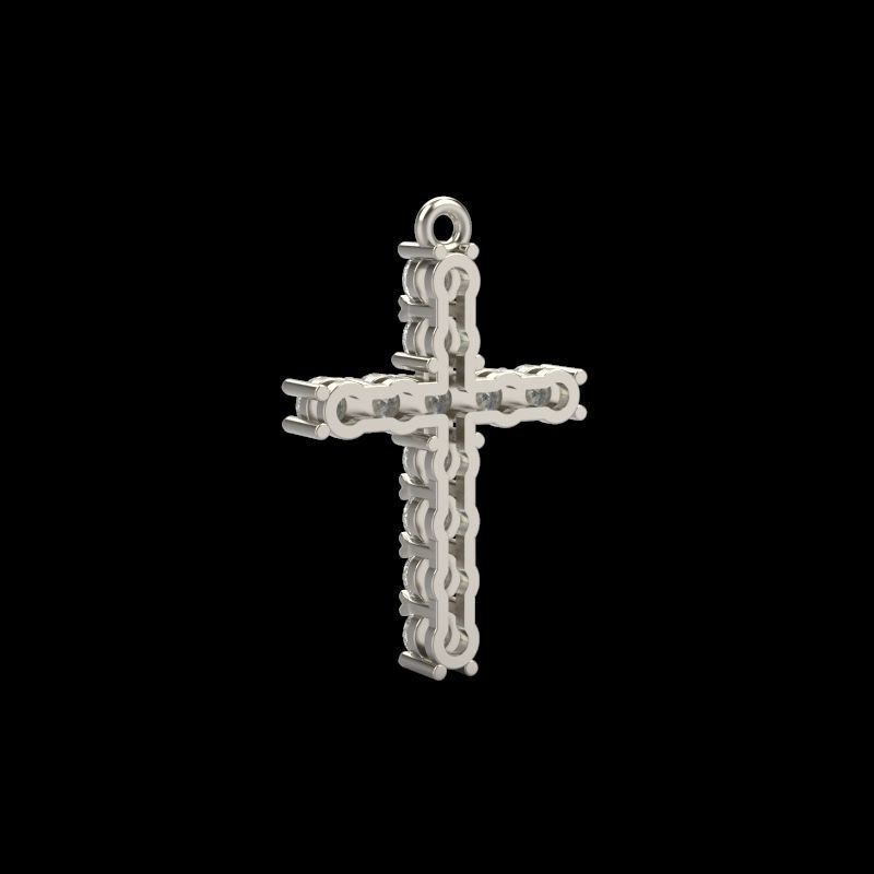 Cross pendant with gems 3dm stl 3D print model_2