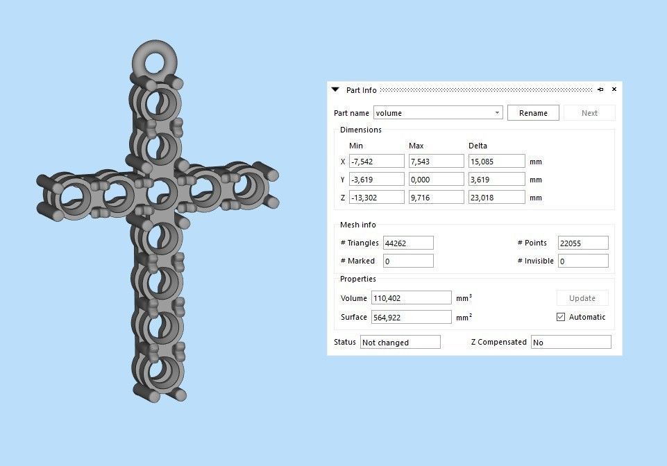 Cross pendant with gems 3dm stl 3D print model_17