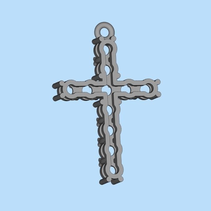Cross pendant with gems 3dm stl 3D print model_20