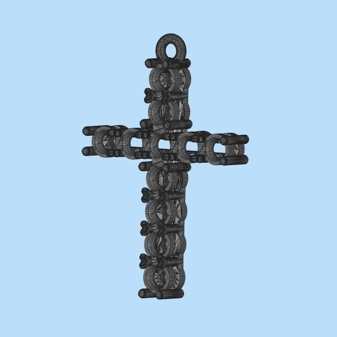 Cross pendant with gems 3dm stl 3D print model_21