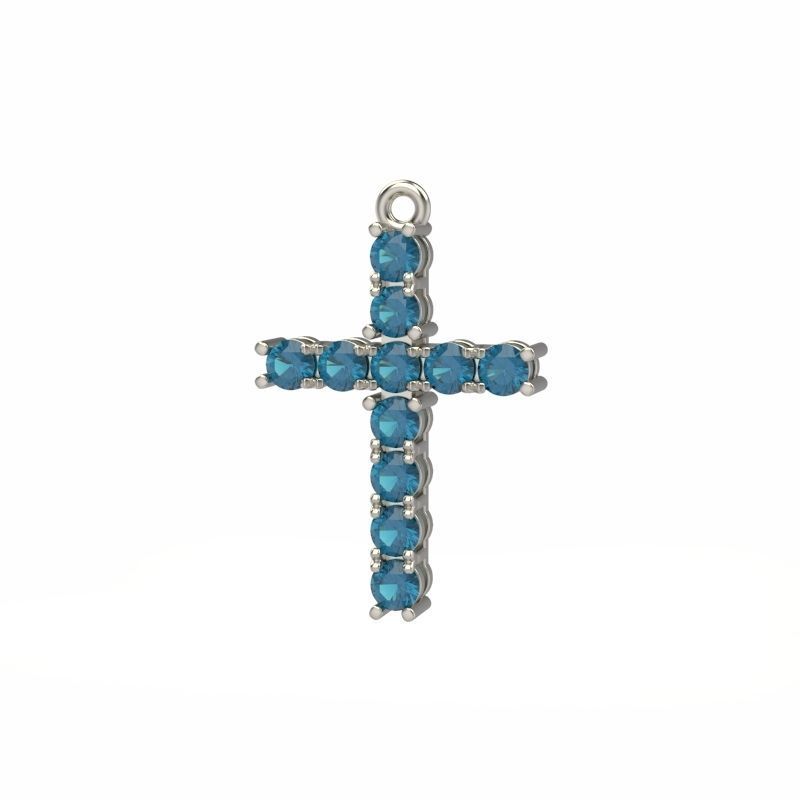 Cross pendant with gems 3dm stl 3D print model_7