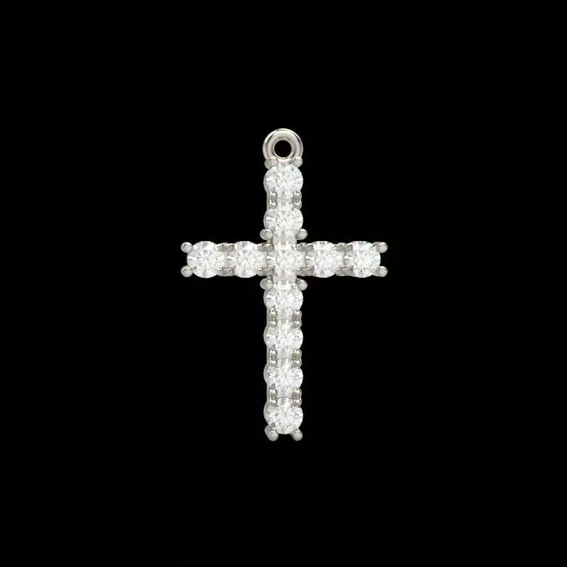 Cross pendant with gems 3dm stl 3D print model_0