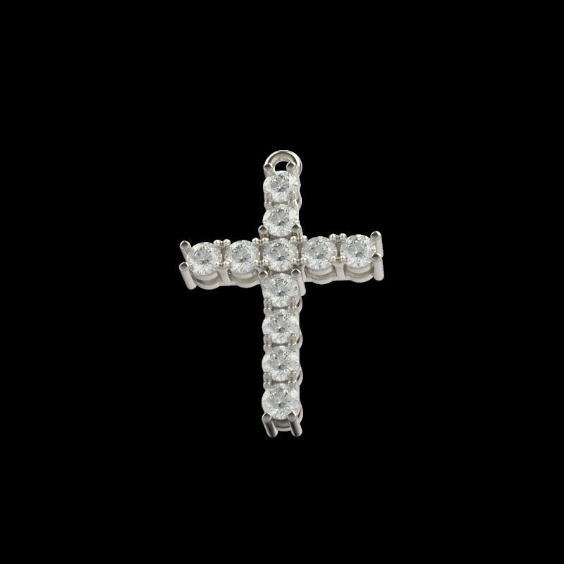 Cross pendant with gems 3dm stl 3D print model_3