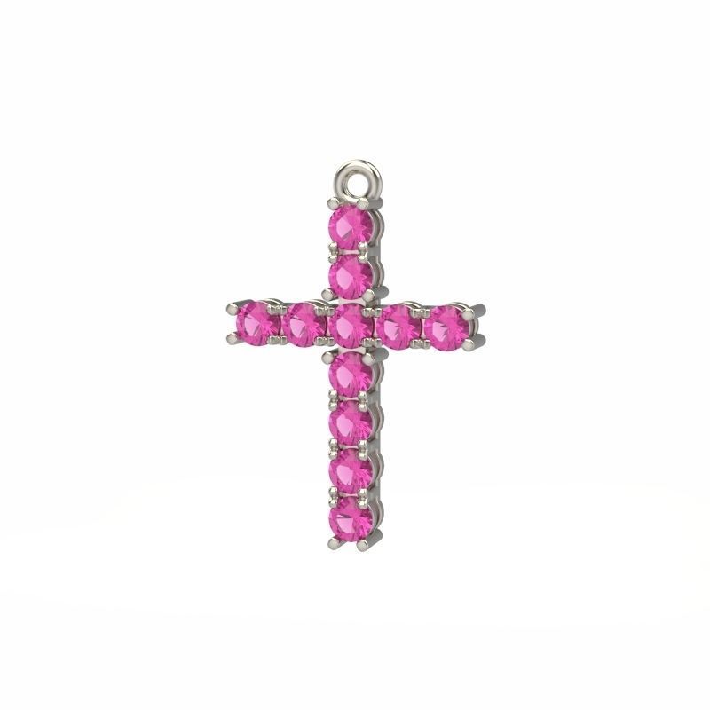 Cross pendant with gems 3dm stl 3D print model_9