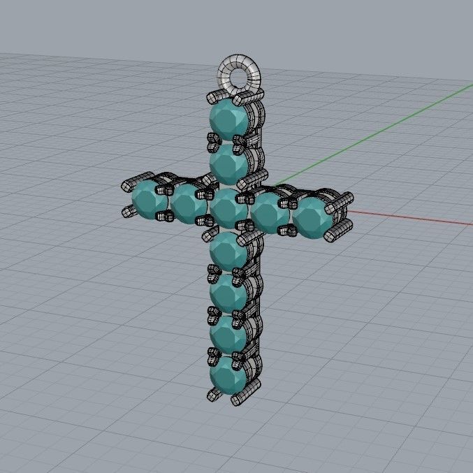 Cross pendant with gems 3dm stl 3D print model_24