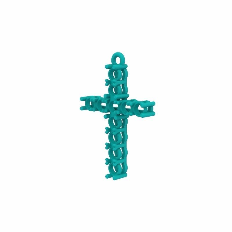 Cross pendant with gems 3dm stl 3D print model_12