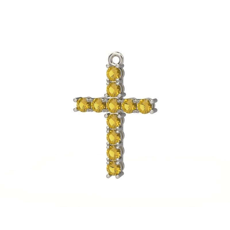 Cross pendant with gems 3dm stl 3D print model_10