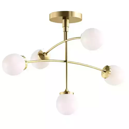 Untitled four light brass ceiling fixture with balls