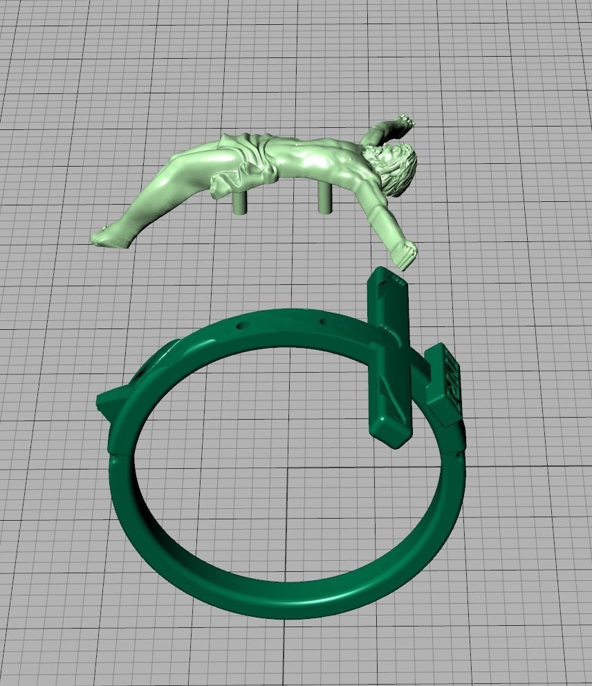 Jesus Cross ring printabe 3dmodel Two tone ring 3D print model_6