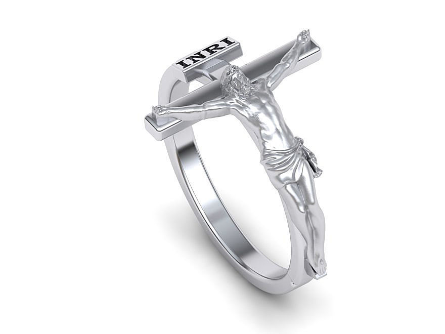 Jesus Cross ring printabe 3dmodel Two tone ring 3D print model_2