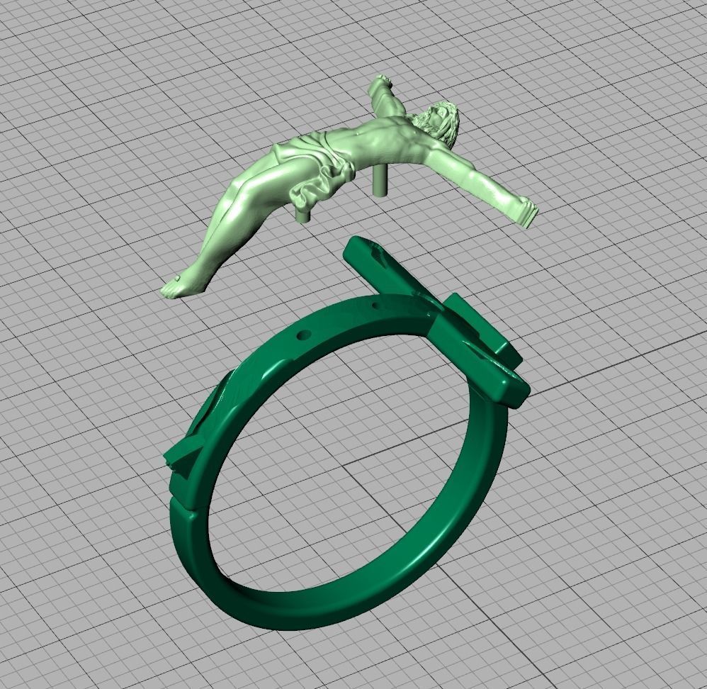 Jesus Cross ring printabe 3dmodel Two tone ring 3D print model_5