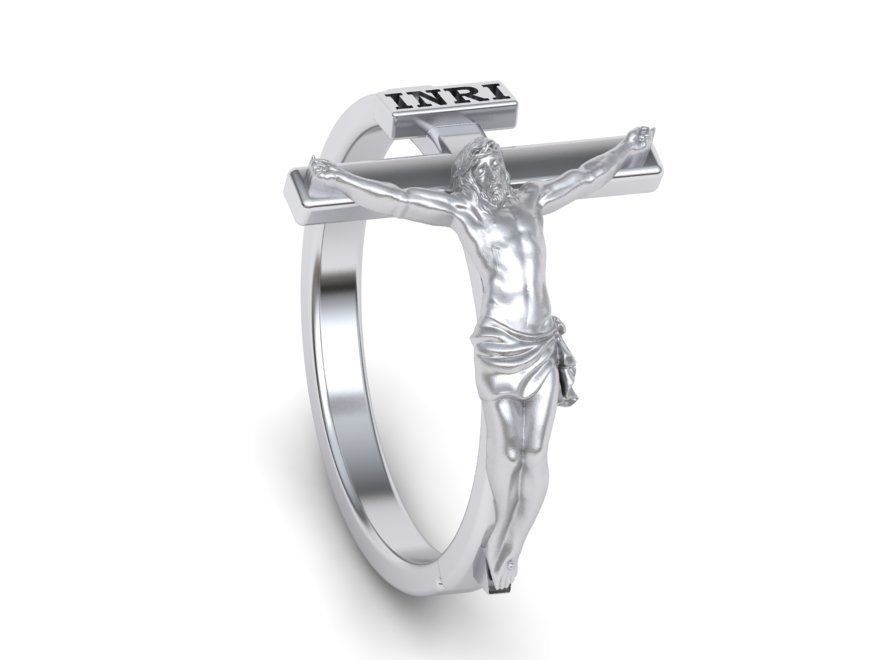 Jesus Cross ring printabe 3dmodel Two tone ring 3D print model_16