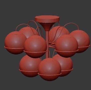 Untitled brass ceiling light with glass globes 3D model_4