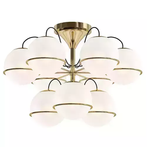Untitled brass ceiling light with glass globes