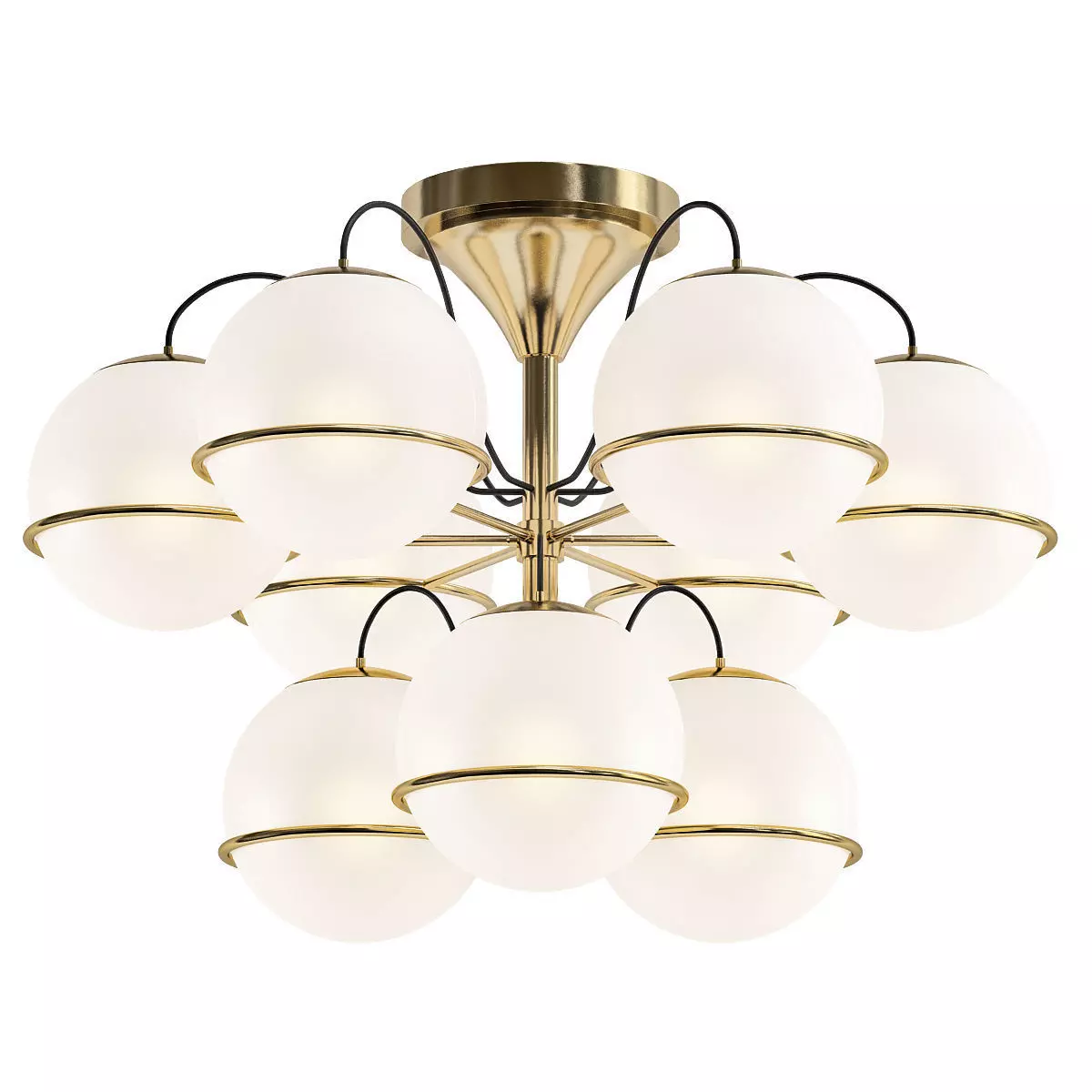 Untitled brass ceiling light with glass globes 3D model_0
